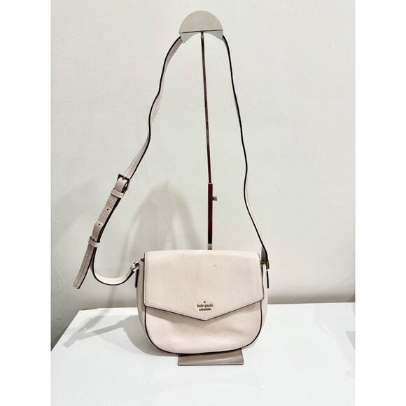 Kate Spade Spencer Court Lavinia Leather Medium Crossbody Bag Cream - Picture 2 of 5